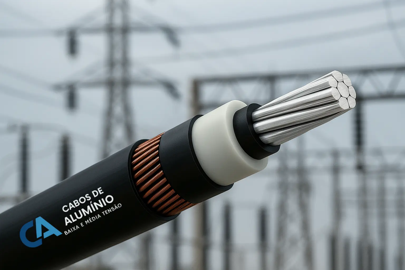 Cabo de Alumínio Isolado EPR 8,7/15kV – Sudeste Eletricidade Cabo de alumínio isolado com EPR 105 °C e blindagem, aplicado em circuitos de distribuição de energia até 15kV