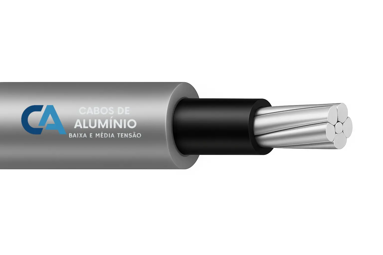 Cabo de Alumínio Protegido XLPE 8,7/15kV – Sudeste Eletricidade Cabo de alumínio protegido com isolação XLPE para média tensão 8,7/15kV